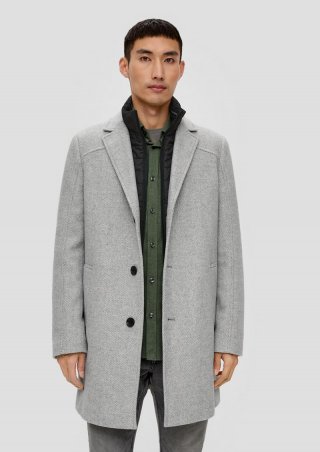 s.Oliver Tweed-Mantel mit herausnehmbarem Insert - taubengrau