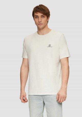 s.Oliver Gewaschenes T-Shirt mit Front- und Rückenprint - beige