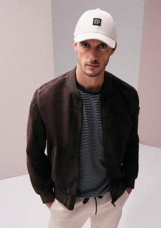 s.Oliver Hochwertiger Blouson aus 100% Veloursleder - mokka