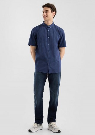 s.Oliver Regular Fit: Gewaschenes Hemd mit All-over-Print - royalblau