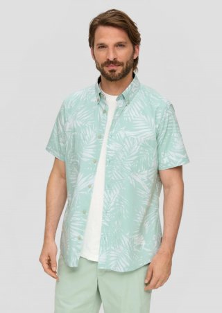 s.Oliver Kurzarmhemd mit Button-Down-Kragen - ozeangrün
