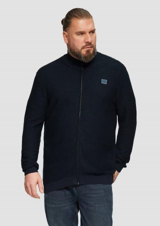 s.Oliver Strukturierte Strickjacke mit Logo-Patch - navy