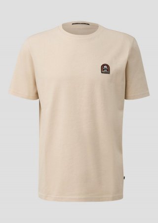 s.Oliver T-Shirt aus schwerer Jerseyware mit gesticktem Patch - beige