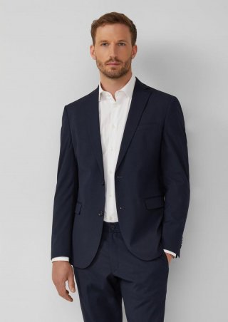 s.Oliver s.O PURE: Feine Anzug-Sakko aus Stretch-Gewebe - navy