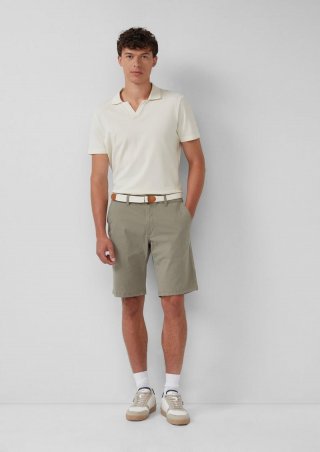 s.Oliver Phoenix: Baumwoll-Shorts mit Flechtgürtel - olivgrün