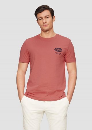 s.Oliver Baumwoll-T-Shirt mit Frontprint - korallrot