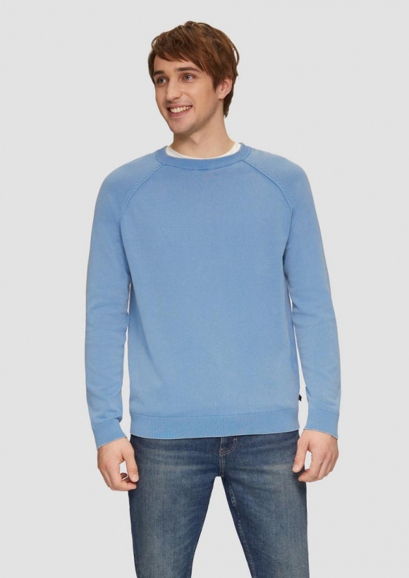 s.Oliver Baumwollpullover im Used-Look - hellblau