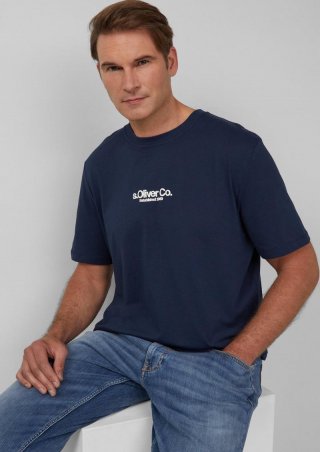 s.Oliver T-Shirt aus Baumwolle mit Logo-Print - tiefblau