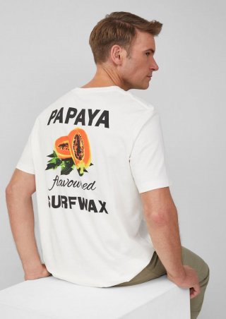 s.Oliver Baumwoll-T-Shirt im Relaxed Fit mit Front- und Rückenprint - weiß