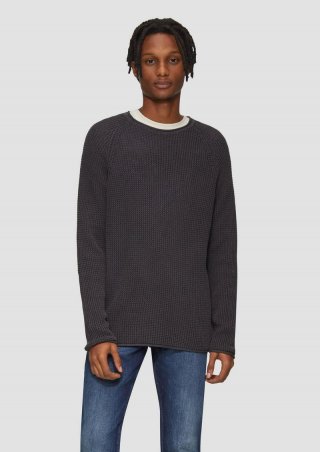 s.Oliver Locker gestrickter Pullover mit Waschung - dunkelgrau
