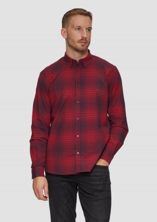 s.Oliver Regular Fit: Hemd aus Baumwollstretch mit Button-Down-Kragen - rubinrot