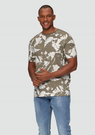 s.Oliver T-Shirt mit All-over-Print - karamell