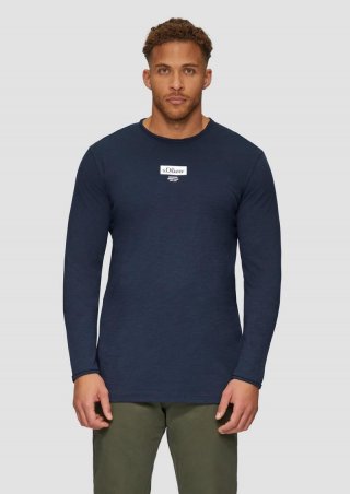 s.Oliver Longsleeve mit Label-Print - navy