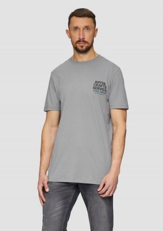 s.Oliver Jerseyshirt mit Crew Neck und Frontprint - schiefergrau