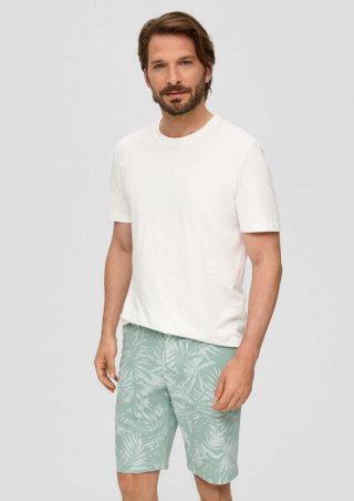 s.Oliver Bermuda mit All-over-Print aus Baumwoll-Stretch - ozeangrün