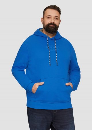 s.Oliver Hoodie mit Kängurutasche und Stickerei - royalblau