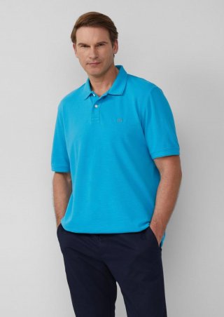s.Oliver Poloshirt mit kleinem Labelpatch - pastelltürkis