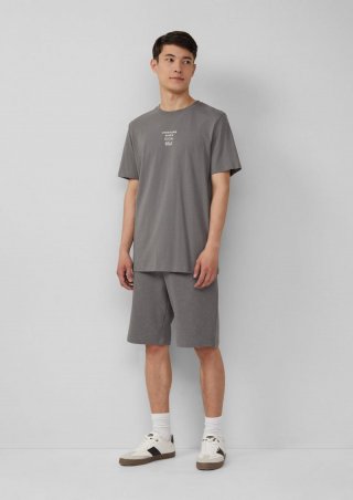 s.Oliver Detroit: Sweat-Bermuda mit Flammgarnstruktur im Relaxed Fit - grau meliert