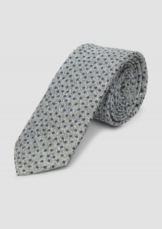 s.Oliver Elegante Business-Krawatte aus Seidenmix mit Jacquard-Muster - olivgrün