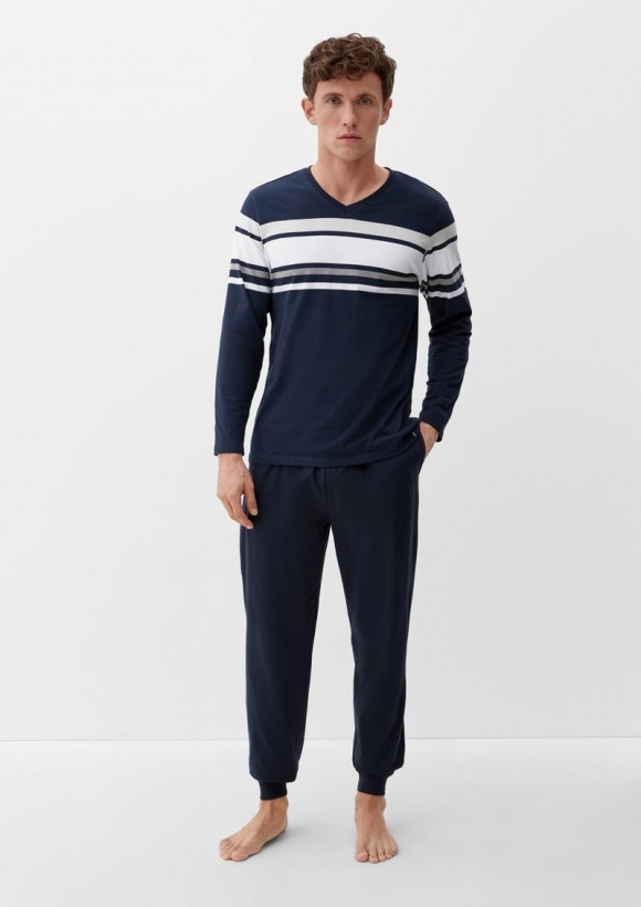 s.Oliver Pyjama mit Streifen - tiefblau