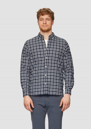 s.Oliver Regular Fit: Kariertes Hemd mit Button-Down-Kragen - weiß
