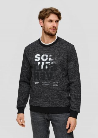 s.Oliver Sweatshirt mit gummiertem Schriftprint - schwarz
