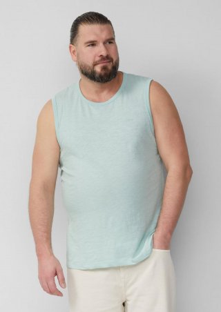 s.Oliver Baumwoll-Tanktop mit Flammgarnstruktur - türkis