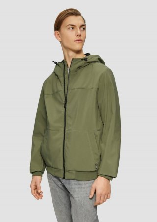 s.Oliver Softshelljacke mit Kapuze und Rippbündchen - olivgrün