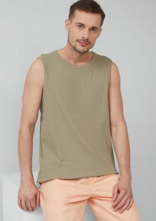 s.Oliver Jersey-Tanktop mit Rippstruktur - olivgrün