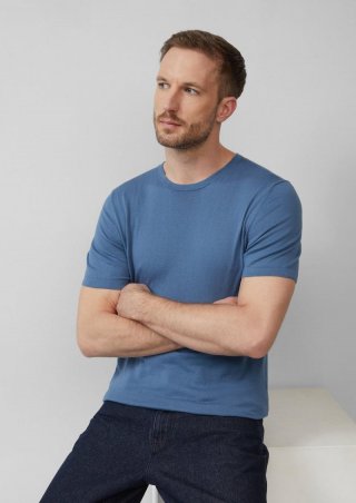 s.Oliver Gestricktes T-Shirt aus Baumwoll-Seidenmix - aquamarin