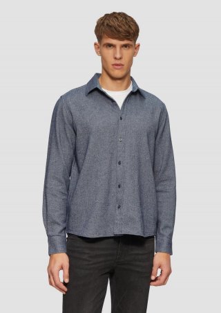 s.Oliver Regular Fit: Wärmendes Hemd aus mehrfarbigem Twill - navy