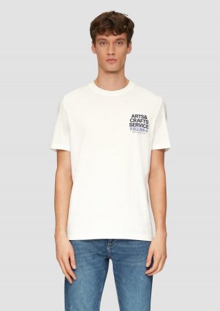s.Oliver T-Shirt mit Crew Neck und Frontprint - weiß