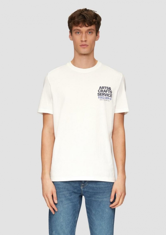 s.Oliver T-Shirt mit Crew Neck und Frontprint - weiß
