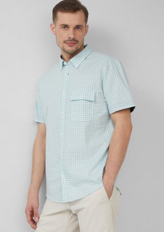 s.Oliver Regular Fit: Kariertes Hemd aus Baumwolle mit Button-Down-Kragen - minze