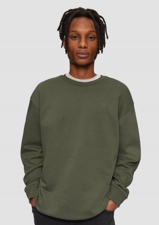 s.Oliver Sweatshirt mit Logostickerei - olivgrün