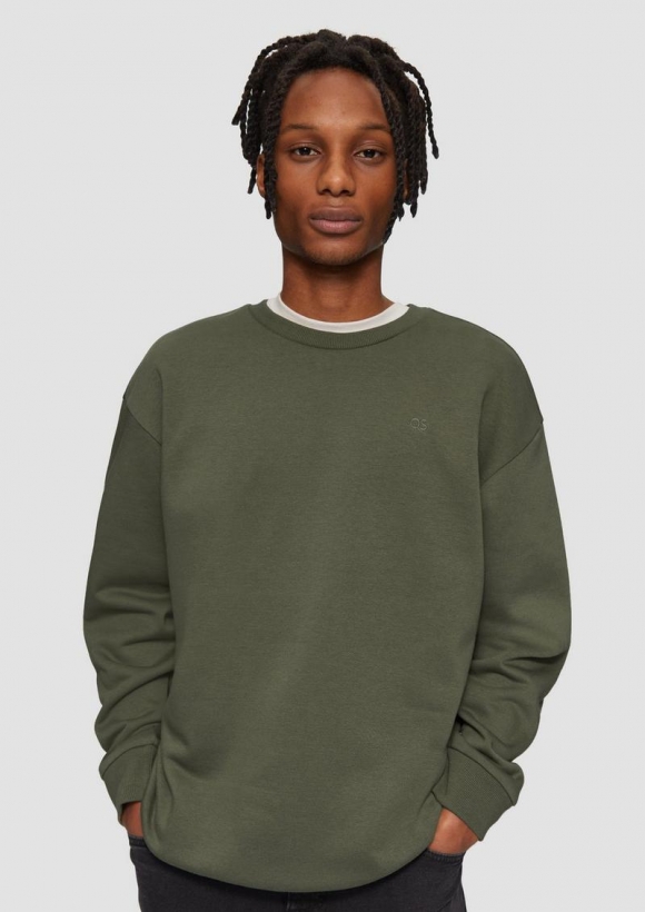 s.Oliver Sweatshirt mit Logostickerei - olivgrün