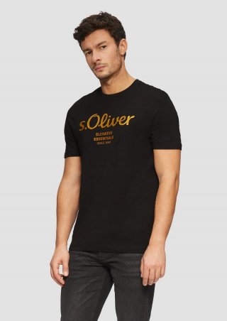 s.Oliver T-Shirt mit Logo-Print - schwarz