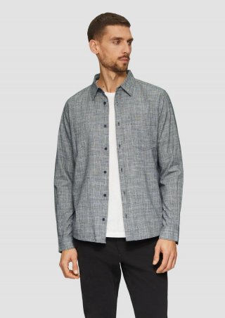 s.Oliver Regular Fit: Kariertes Hemd aus Baumwolle - navy