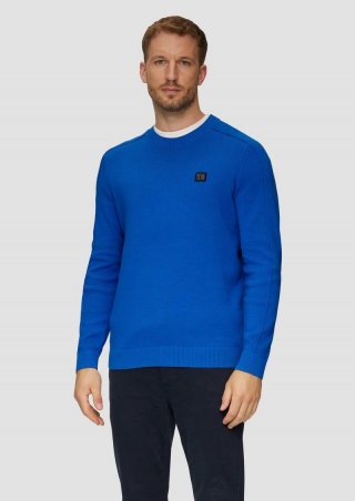 s.Oliver Strickpullover mit Nahtdetails und Logo - royalblau