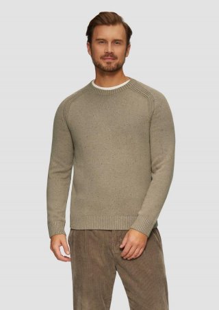 s.Oliver Crew-Neck-Pullover mit Farbeffekt - hellbraun