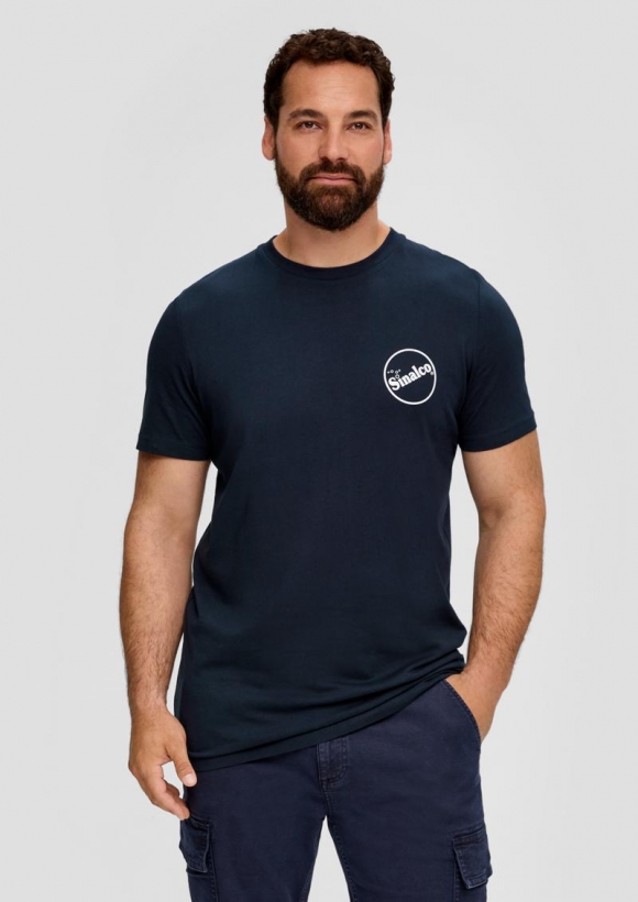 s.Oliver T-Shirt aus Baumwoll-Jersey mit Sinalco®-Print - navy