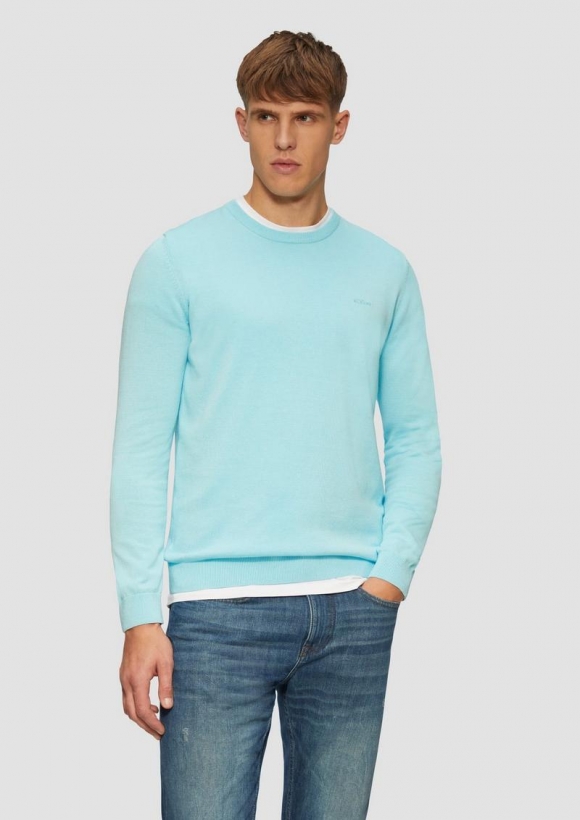 s.Oliver Strickpullover mit Logo-Stickerei - ozeangrün