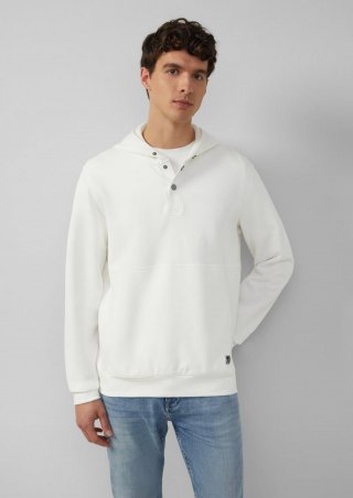 s.Oliver Strukturierter Hoodie mit Druckknöpfen und Kängurutasche - weiß