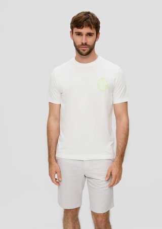 s.Oliver Baumwoll-T-Shirt mit Frontprint - weiß