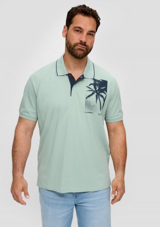 s.Oliver Poloshirt mit Frontprint - ozeangrün