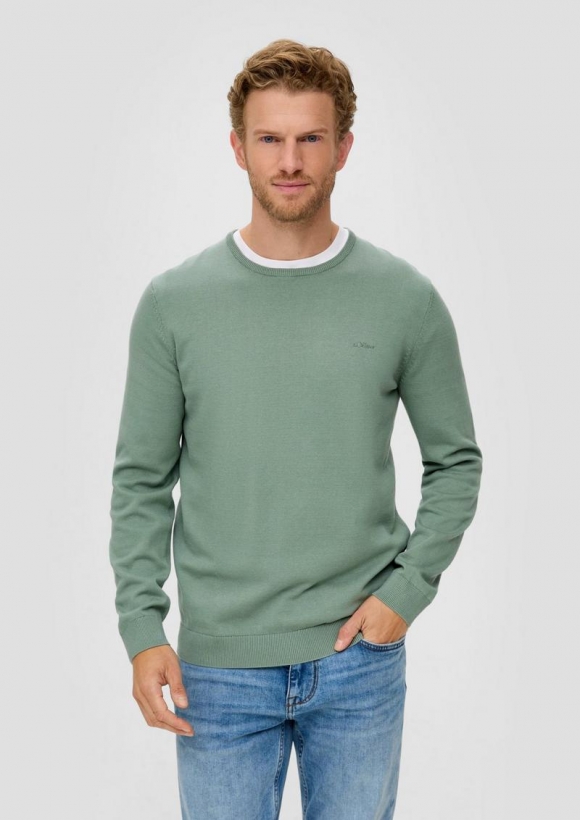 s.Oliver Strickpullover mit Logo - salbeigrün