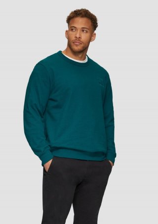 s.Oliver Relaxed-Fit-Sweatshirt mit Ärmeltasche - petrol