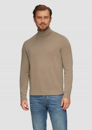 s.Oliver Rollkragenpullover aus Baumwolle - hellbraun