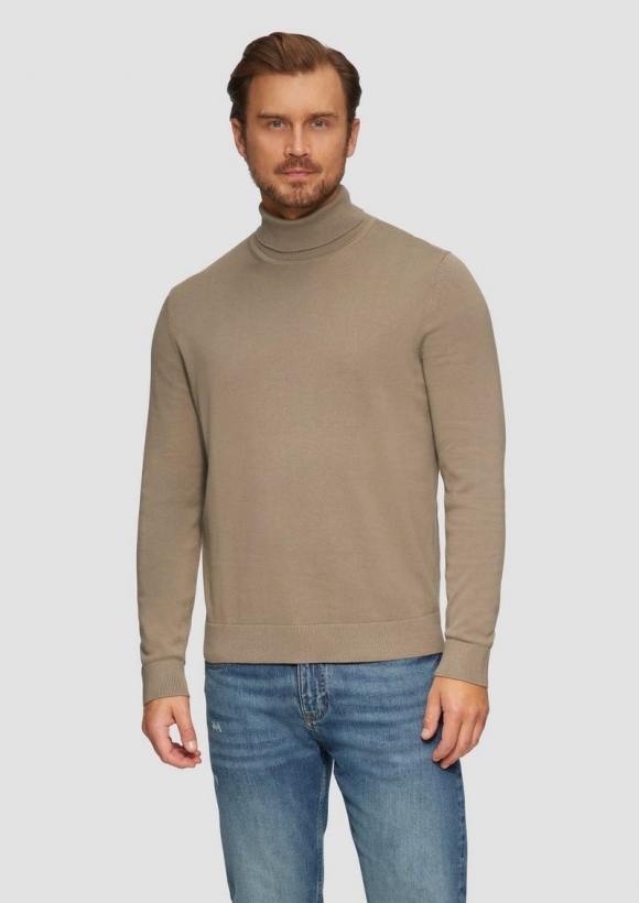 s.Oliver Rollkragenpullover aus Baumwolle - hellbraun