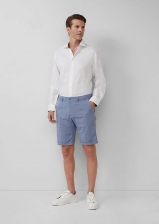 s.Oliver Fein gemusterte Bermuda im Regular Fit - navy